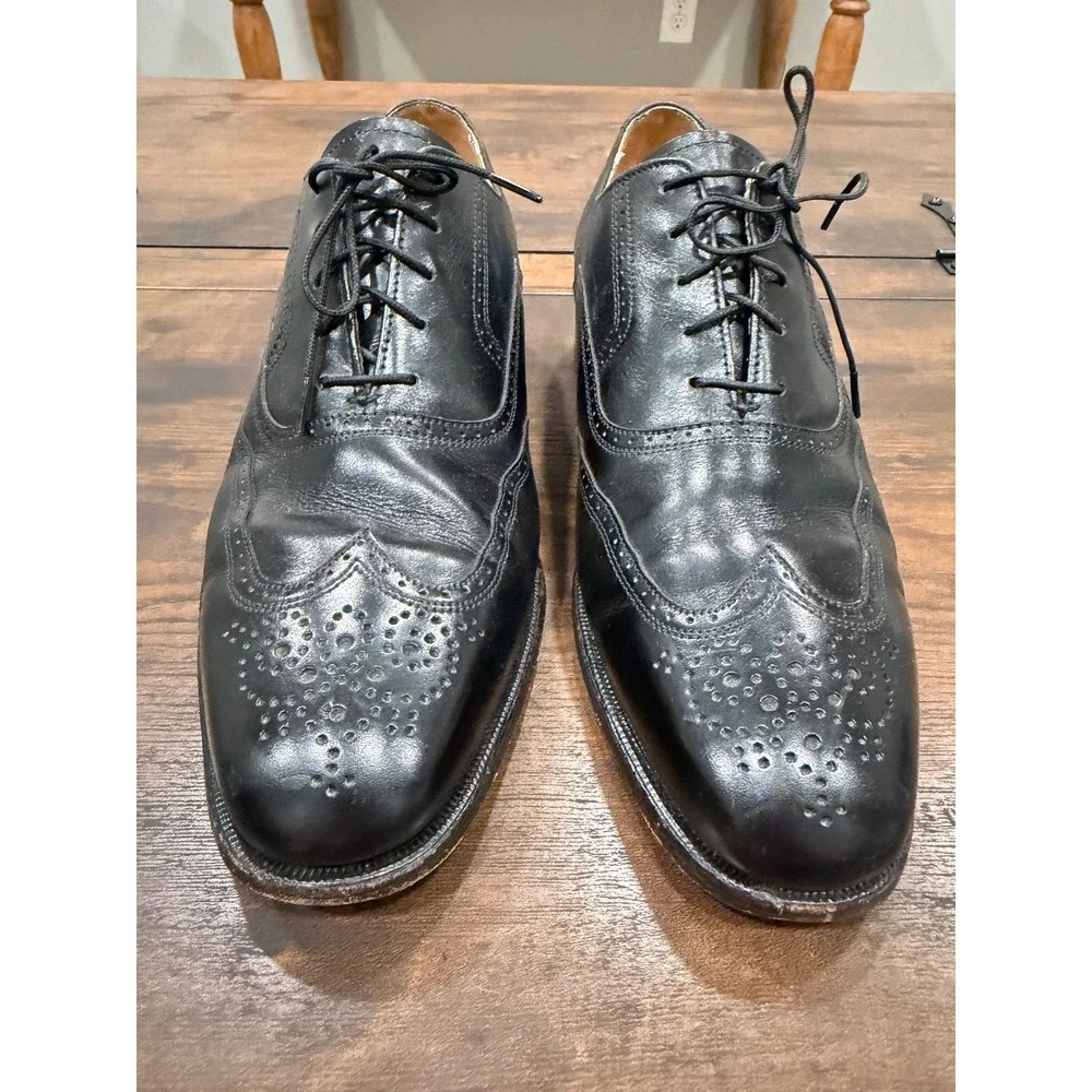 Freeman Wingtip Oxfords Mens 8.5 M Black Leather Brogue Dress Shoes Professional